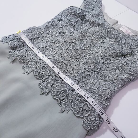 Cameron Blake by Mon Cheri Women size 6P Green Lace Tiered Long Formal Dress - Picture 7 of 12